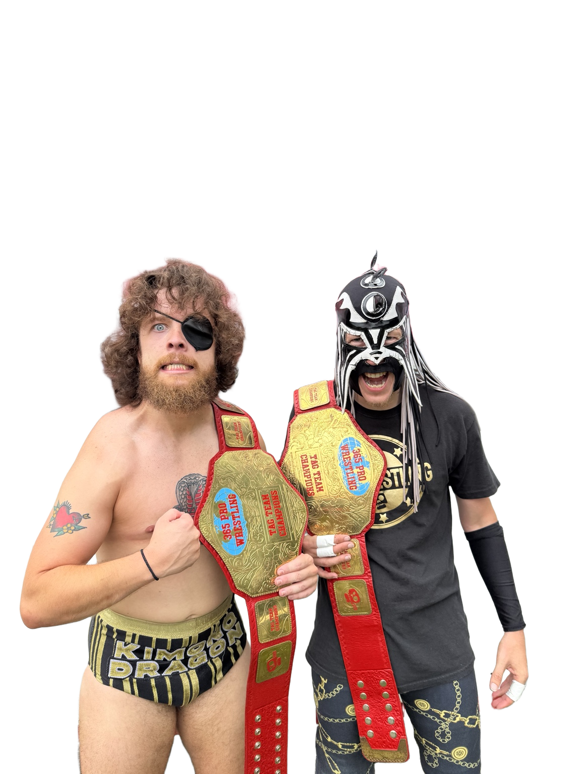 Josh Cadwell and Haviko with the 365 Pro Wrestling Tag Team Championships